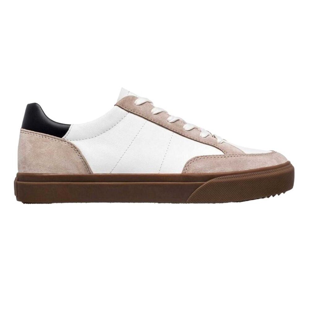 CLAE Childrens/Kids Monroe Venice Leather Flat Sneakers / White/Gray/Gum